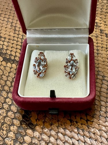 Aigue marine rose - rose,, argent