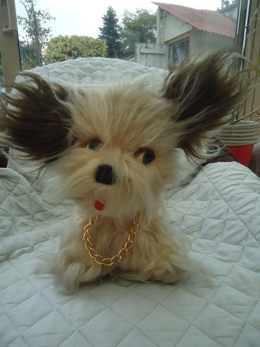 Ancienne peluche chien beige - ancienne,
