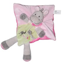 Doudou plat Cheval rose vert