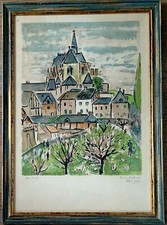 Grande lithographie encadrée