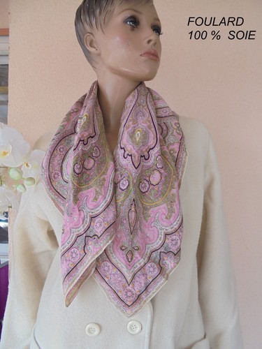 Foulard rose imprime - rose, cachemire