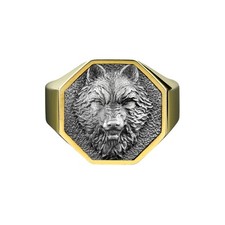 Bague en argent tête de loup