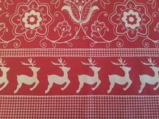 COUPON TISSU NOEL ROUGE ECRU