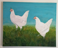 TABLEAU POULES de BRESSE poulet   peinture sur toile Visitez ma Boutique 