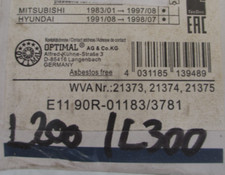 Jeu de 4 plaquettes de frein OPTIMAL 09581 - MITSUBISHI L200, L300, Pajero