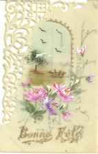 Fantaisies Lot de 5 Cartes anciennes  en Celluloïde peintes à la main