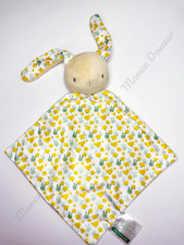 Doudou Plat/Mouchoir Lapin Beige Marron Fleur Jaune Vert Tête De Lapin - Klorane