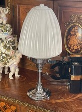 suspension métal chromé art déco en verre blanc 