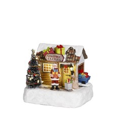 LuVille Village de Noël Miniature Usine de Cadeau - L16.5 x H14 cm