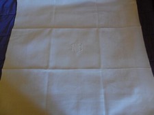 Antiques twelve French damask napkings,coton,lys flowers.Hand embroidered "N.H".