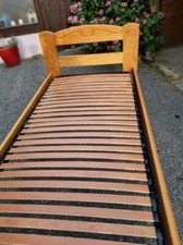 lit en pin Massif avec Sommier à Latte, Marque Déco, Couleur Bois miel, 