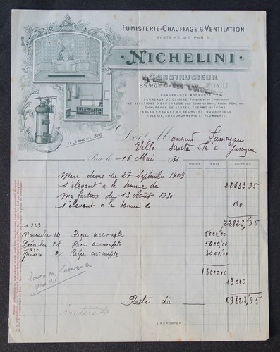 Facture 1931 nichelini - facture,