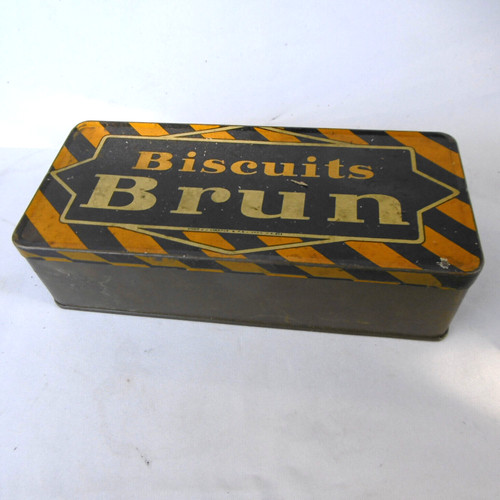 Ancienne boite biscuits - boite, brun