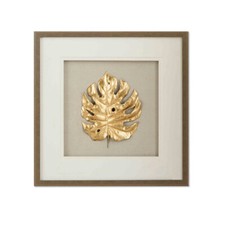 Cadre abstrait feuille dorée décoration maison boîte à ombres art mural