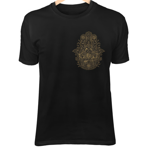 Gold hamsa hand floral - hamsa,