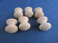 6 gros boutons patères bois naturel ancien tiroirs commode meuble Dia. 4,5 cm 