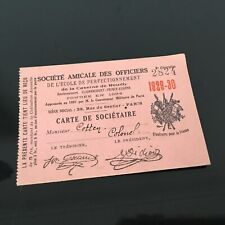 1929 - Carte Société Amicale Des Officiers Caserne de Reuilly Colonel Cotten