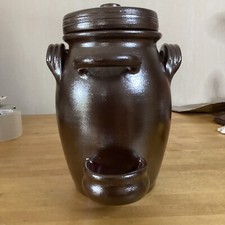 Pot À Cornichons Grès Chocolat Ancien Vintage 21x15