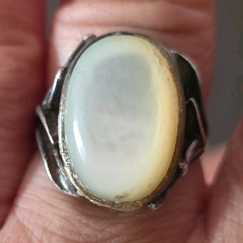 Bague argent ancien - , nacre