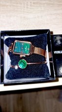 Montre et Bracelet Femme Neuf Marque Vuillemin Regnier Or rose Vert Set en boîte