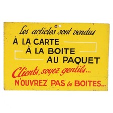 Ancien panneau / enseigne d'utilité de magasin en bois peint / 44 cm x 29 cm