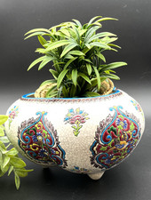 Cache-pot en faïence émaillée fin XIXe, style émaux de Longwy - 648003