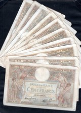 Lot de 10 billets anciens – France – 100 Francs Merson  – Banque de France (c32)