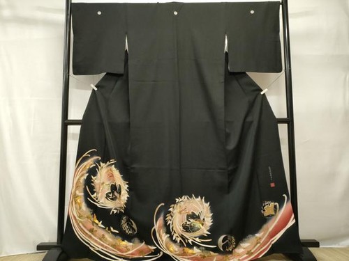 Kimono japonais noir tomesode - noir,