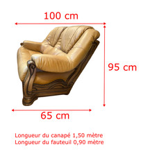 canapé cuir 2 places + 1 fauteuil