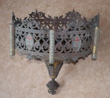  Armature de lustre d'église à 12 feux en bronze avec chaînes et sans bougeoirs