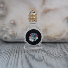 4.7 cm, miniature de parfum vide, bouteille en verre décor Murine de Venise