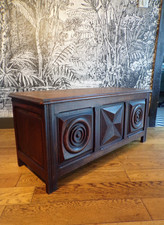 COFFRE NEO-BASQUE-XXe-BOIS-VINTAGE-Gîte-Montagne-déco-chalet