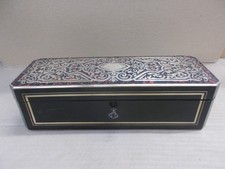 Ancienne boîte à gants, coffret marqueterie Boulle  19 ème  avec sa clé