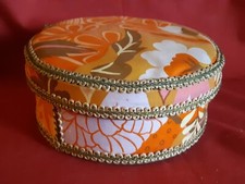 Acienne boite A Bijoux Couture Tissus  Vintage Années 70 Orange