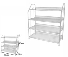 X Rangement À Chaussures 4 Étagères Métal Blanc Meuble Gain De Place DFH