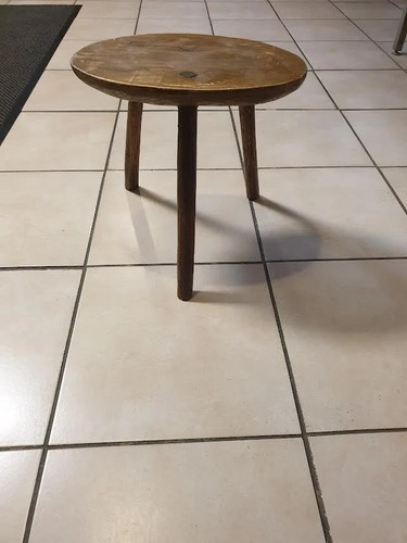 Ancien tabouret bois traite - ancien,