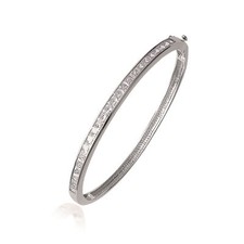 Bracelet Contour Pavé Cristaux Zirconium Argent 925/1000 Rhodié Bijoux Femme 