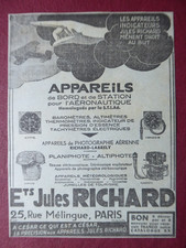 1933 PUB JULES RICHARD ALTIMETRE THERMOMETRE PHOTO AERIENNE ORIGINAL FRENCH AD
