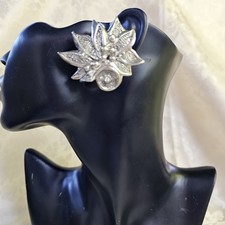 Clips D'oreilles Créateur Micris Vintage Xxl 90's Métal Argenté 55x48 Mm