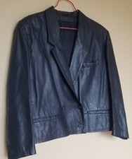 Veste en cuir femme Mc Douglas bleu marine