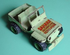 Jeep JOYAX ~ Sahara Recherches Pétrolifères ~ Jouet Ancien en Tôle ~ Années 60
