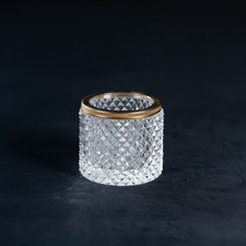 Antique French Crystal Cut Glass Jar Engraved Bronze Ormolu