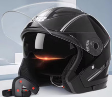 casque de moto ouvert pour hommes et femmes, double lentille, pare-soleil