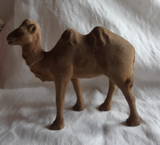 ANCIEN CHAMEAU FLOQUE YEUX EN VERRE  CRECHE SANTON  HAUTEUR 14CM LONGUEUR 18CM