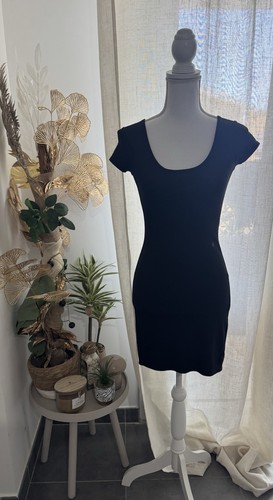 Robe noir moulante star raw - robe,