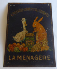 ancien plaque en métal publicité pour cuisine en zinc rétro vintage la ménagère