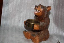 Ours en Bois Sculpté de la  Forêt Noire  Pot à Miel  ( 14cm)