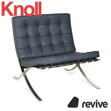Fauteuil Barcelona Knoll International Bleu Pétrole Bauhaus Par Ludwig Mies