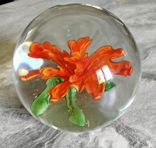 Sulfure Presse-papier Cristal Magnifique Fleur Ø 8,3 cm/ Poids 0,750gr 