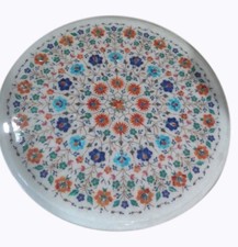 18 " Marbre Centre Rond Café Table Top Floral Rare Incrustation Décor Maison